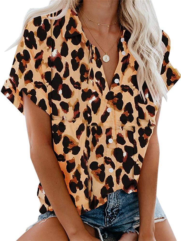 Women's short-sleeved leopard shirt