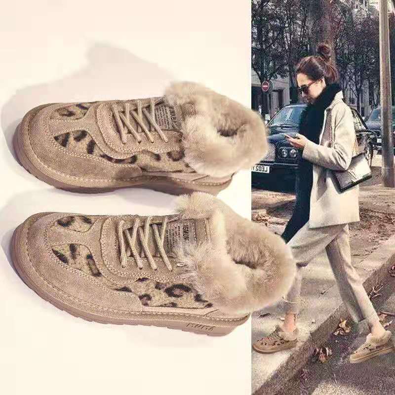 Leopard print platform boots shoes