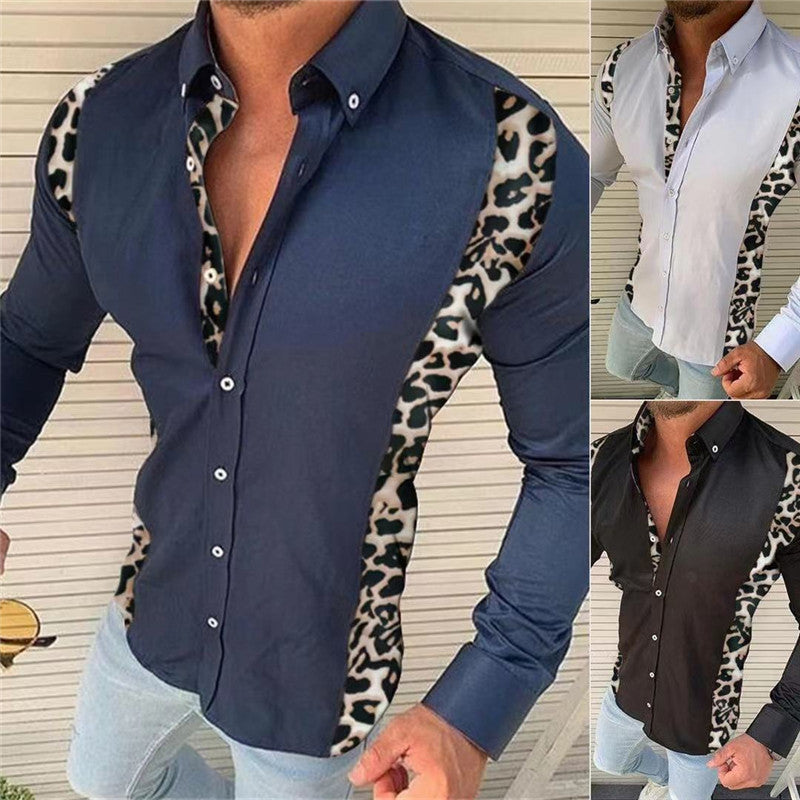 Lässiges Slim Fashion Langarmhemd mit Leopardenmuster