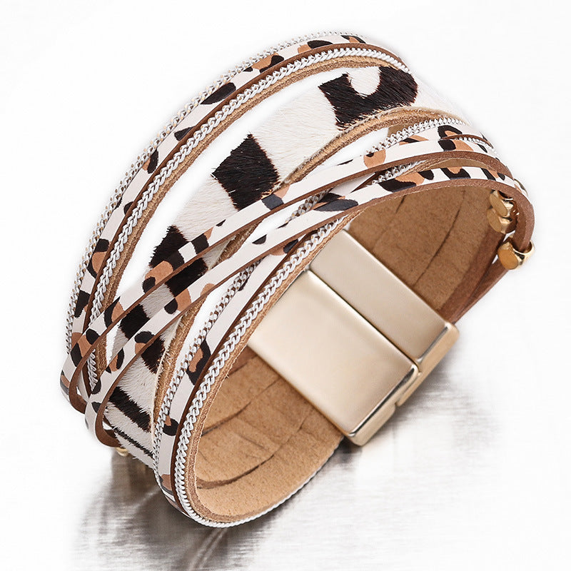 Legierung Magnet Pferdehaar-Armband Leopard Print Lady-Armband