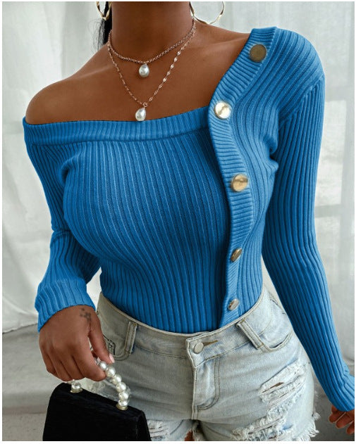 Leopard print off shoulder long sleeve