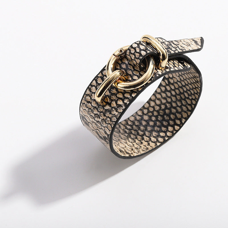Lederarmband Schlangenhaut Leopardendruck Plüscharmband