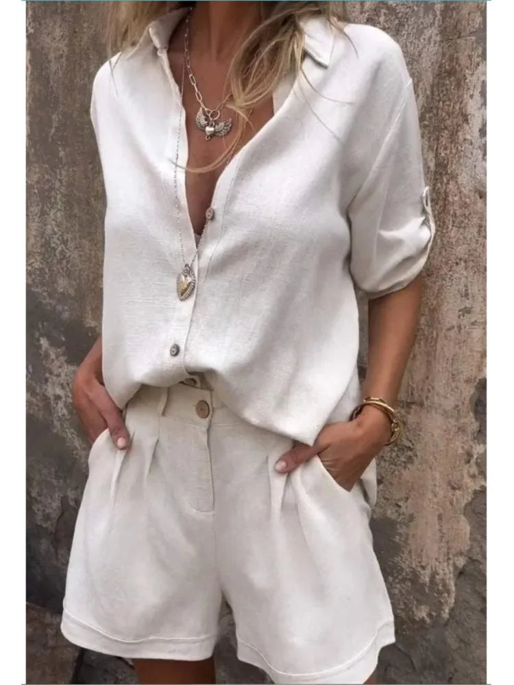 Kurzärmeliges Shirt Shorts Zweiteiliges Set