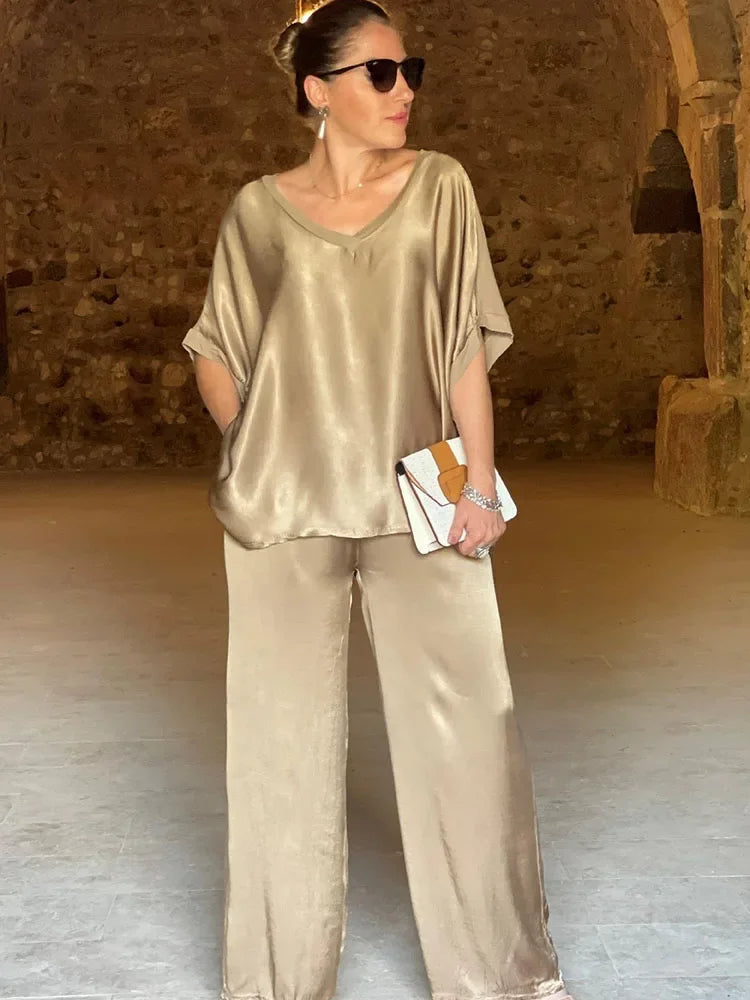 V-Ausschnitt Fashion 2-teiliger Hosenanzug