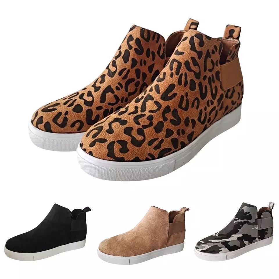 Dick-sohlige Frauen flach-sohlige Freizeitschuhe Leopard Print Lazy