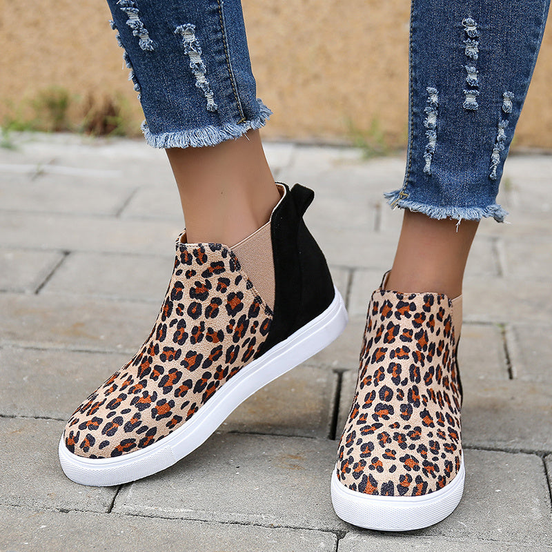 Leopardenmuster-Flatrates Frauen V Ausschnitt Elastische Band Schuhe