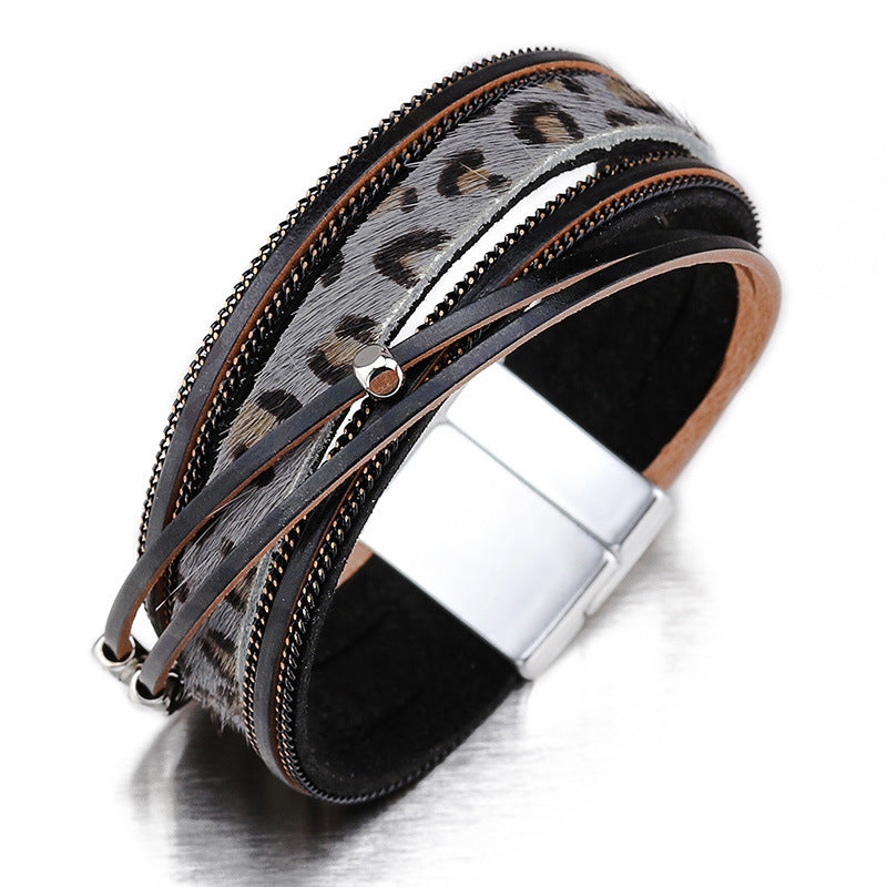 Legierung Magnet Pferdehaar-Armband Leopard Print Lady-Armband