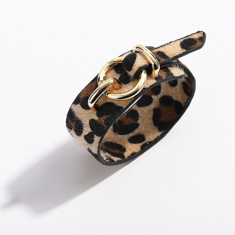 Lederarmband Schlangenhaut Leopardendruck Plüscharmband