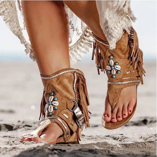 Leopard Fransen Flip Flops