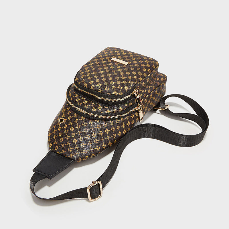 Damen-Umhängetasche mit Leopardenmuster, modisch, Sport- und Freizeitstil, Brusttasche