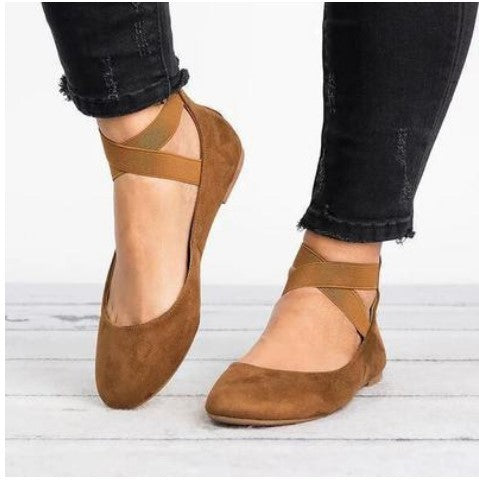 Frauen Frühling Herbst Leopard Print Casual Fashion Weiche Runde Zehe Solide Elastische Riemen Flache Schuhe