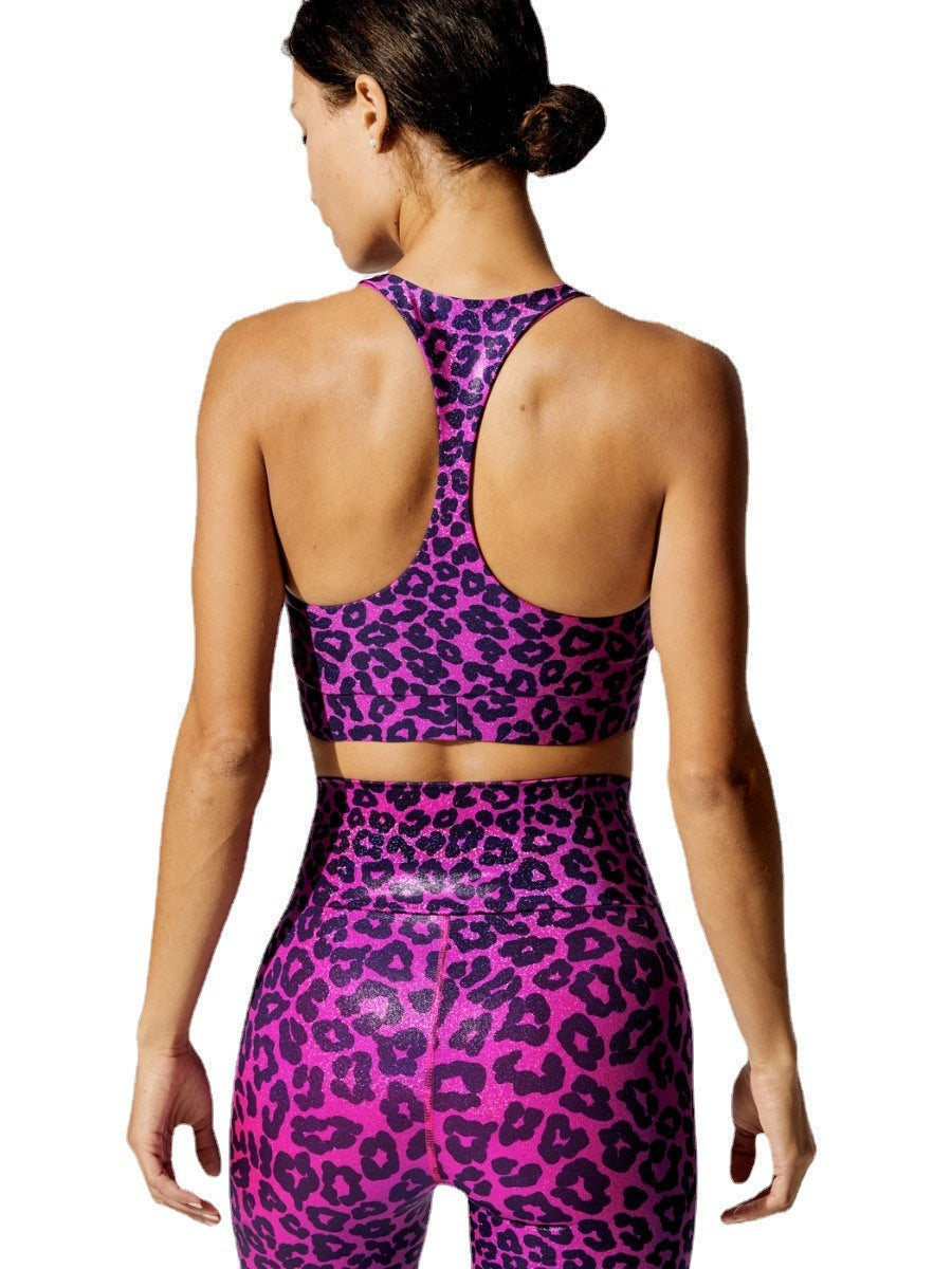 Leopard Print Hot Stamping Yoga Anzug Sport Fitness