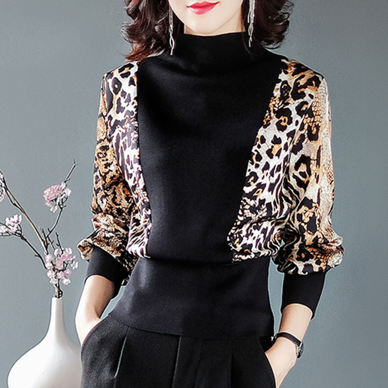 Women Leopard Shirt Western Style Base Fashion