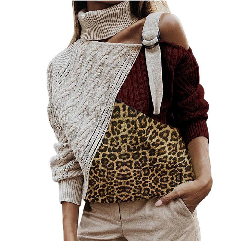 Leopard patchwork sweater