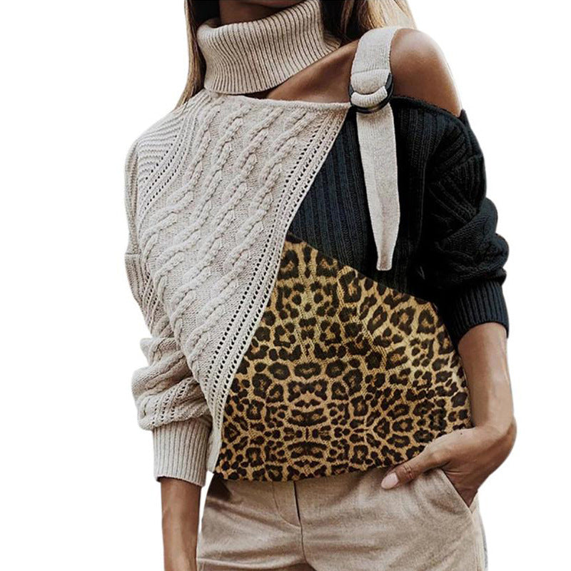 Leopard patchwork sweater