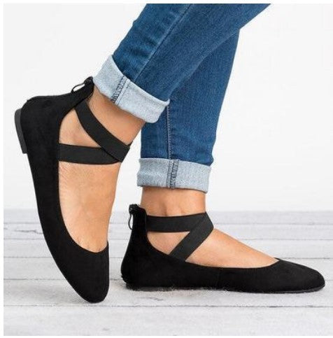 Frauen Frühling Herbst Leopard Print Casual Fashion Weiche Runde Zehe Solide Elastische Riemen Flache Schuhe