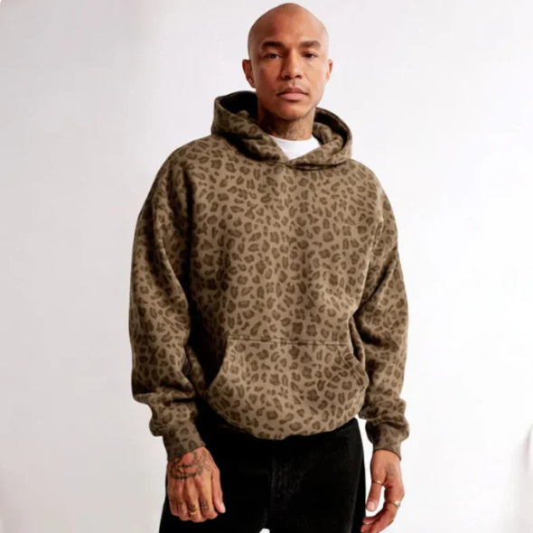Leopardenmuster Kapuzenpullover Vintage Sweatshirt