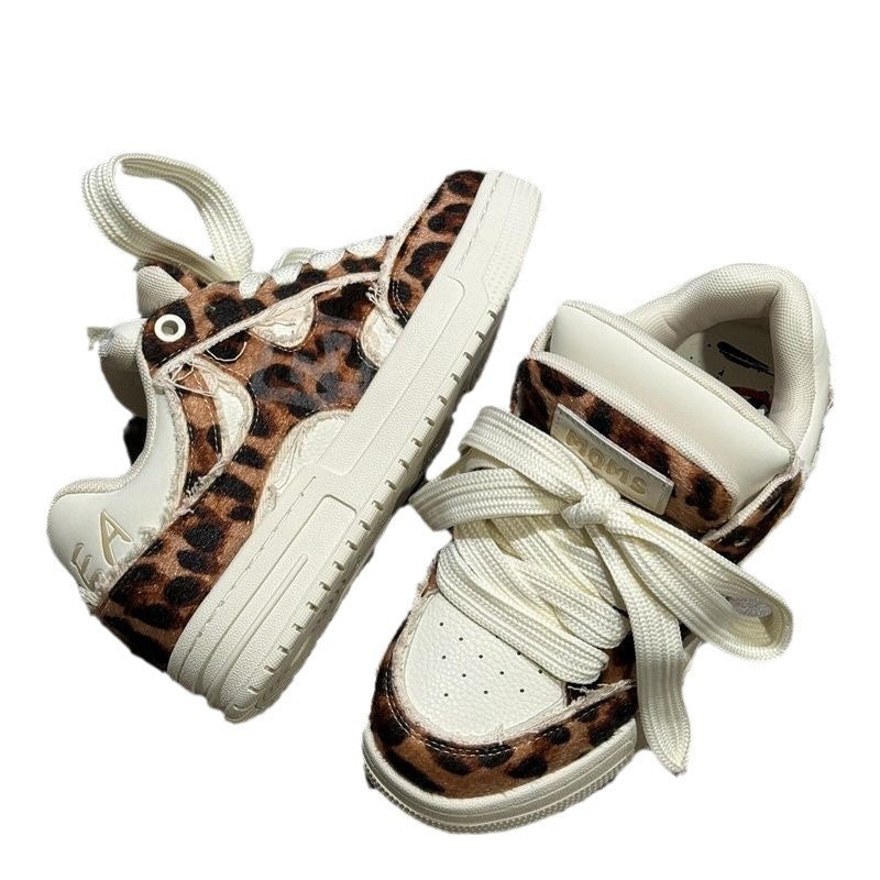 Neue weibliche Dopamin Leopard Print Casual Brot Schuhe