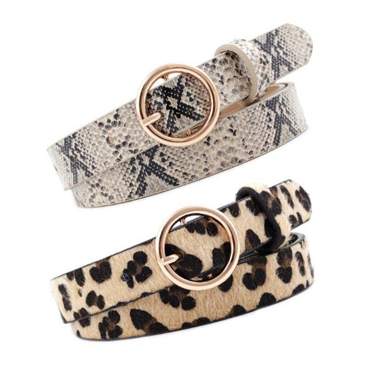 Mode runder Knopf Leopard Style Zebra Snake Belt