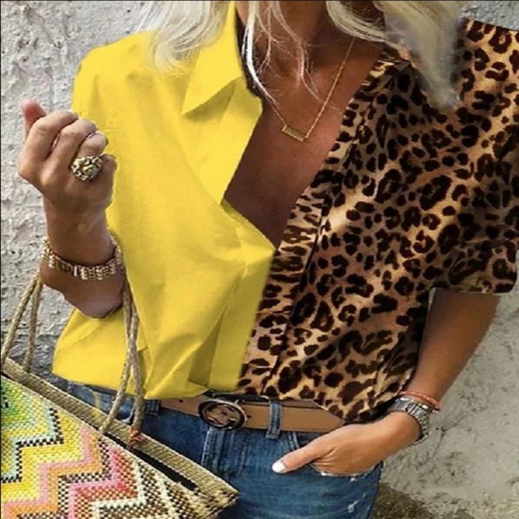 Fashion printed leopard print loose ladies shirt