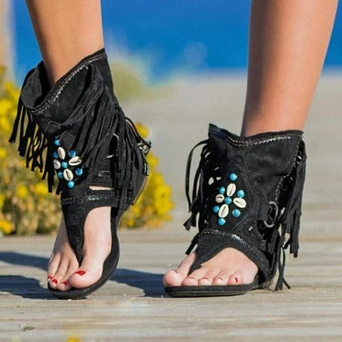 Leopard Fransen Flip Flops