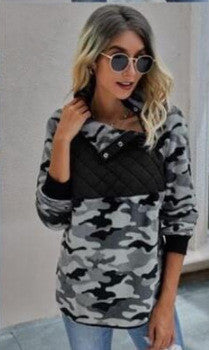 Leopard print camouflage long sleeve sweater