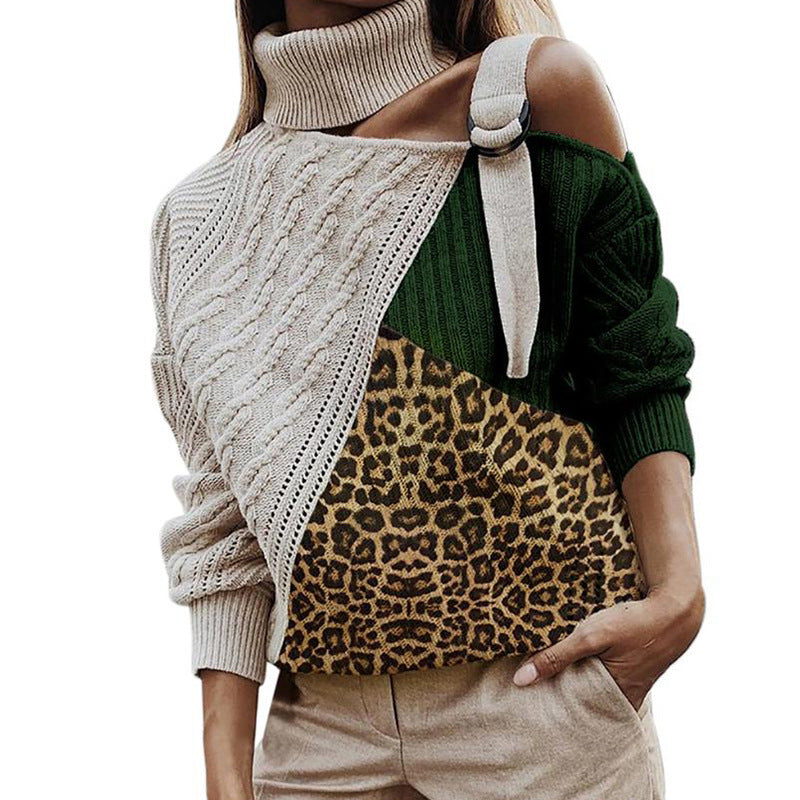 Leopard patchwork sweater