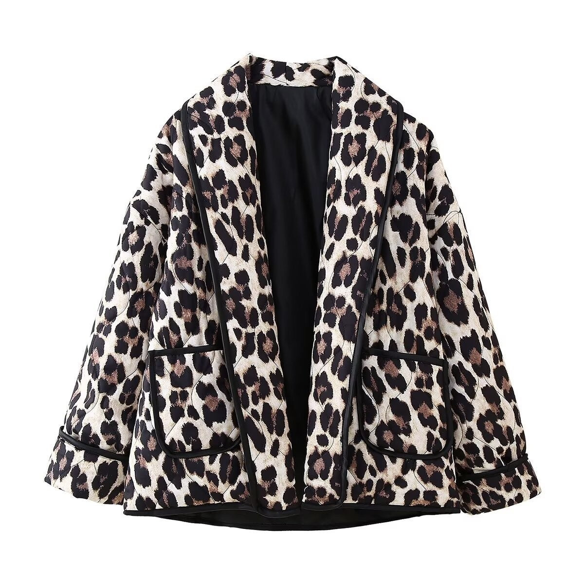 New Printed Fashion Loose Lamb Fur Leopard Coat