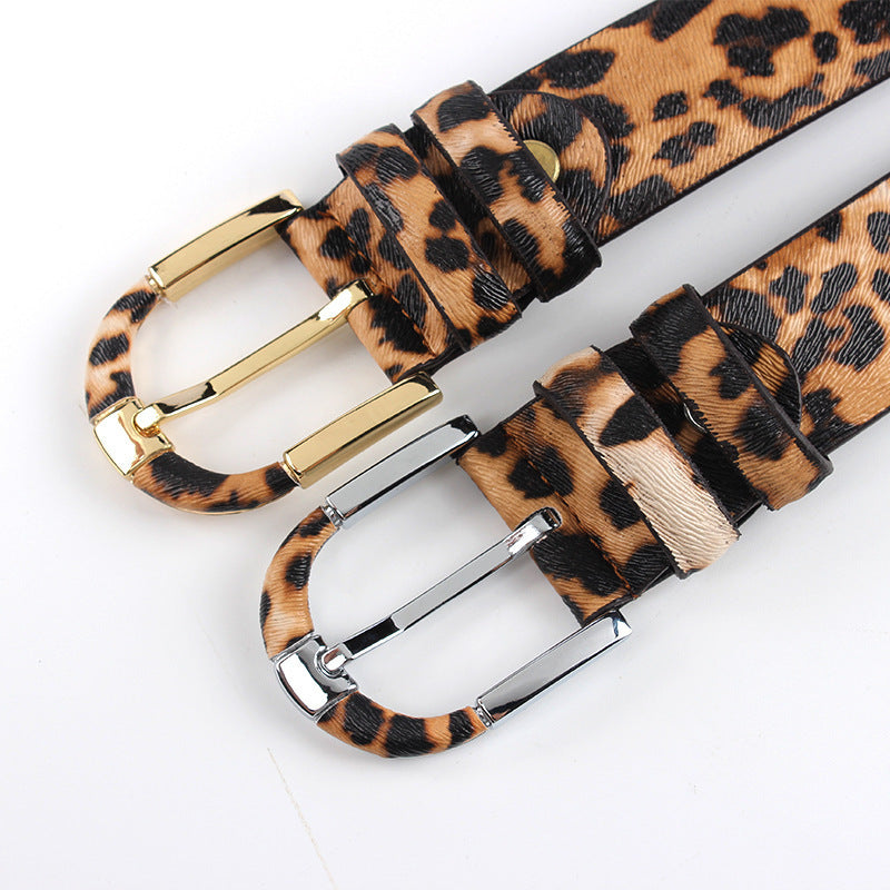 Leopard Print Belt -Ledergürtel für Frauen
