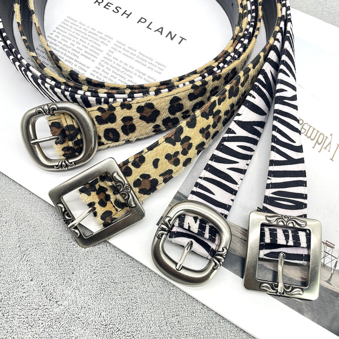 Leopard Print and Zebra Print Gürtel New Simple Style Taille