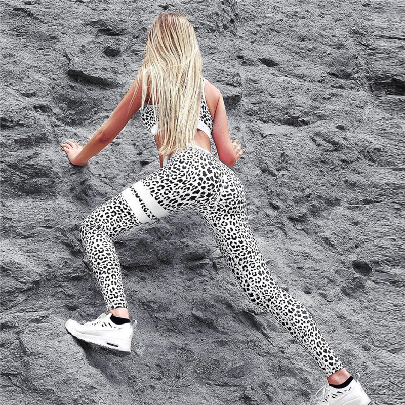 Weste Leopardenmuster Yoga-Sportanzug
