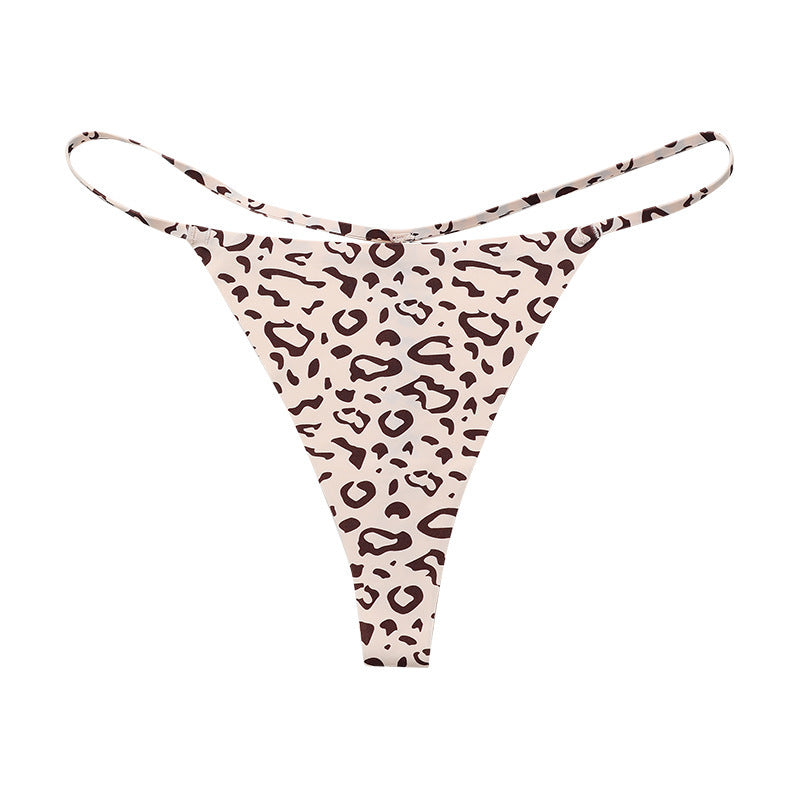 Leopard Print Thong Women's Thin Belt, Low Waist, Hot And Seductive Stretch T Briefs