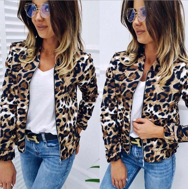 Explosion small suit fashion leopard stand collar cardigan jacket