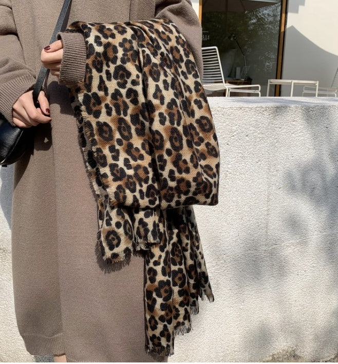 Mode Retro 100-bandiger Leopardenschal Die koreanische Version von Warm für Frauen Neck Shawl
