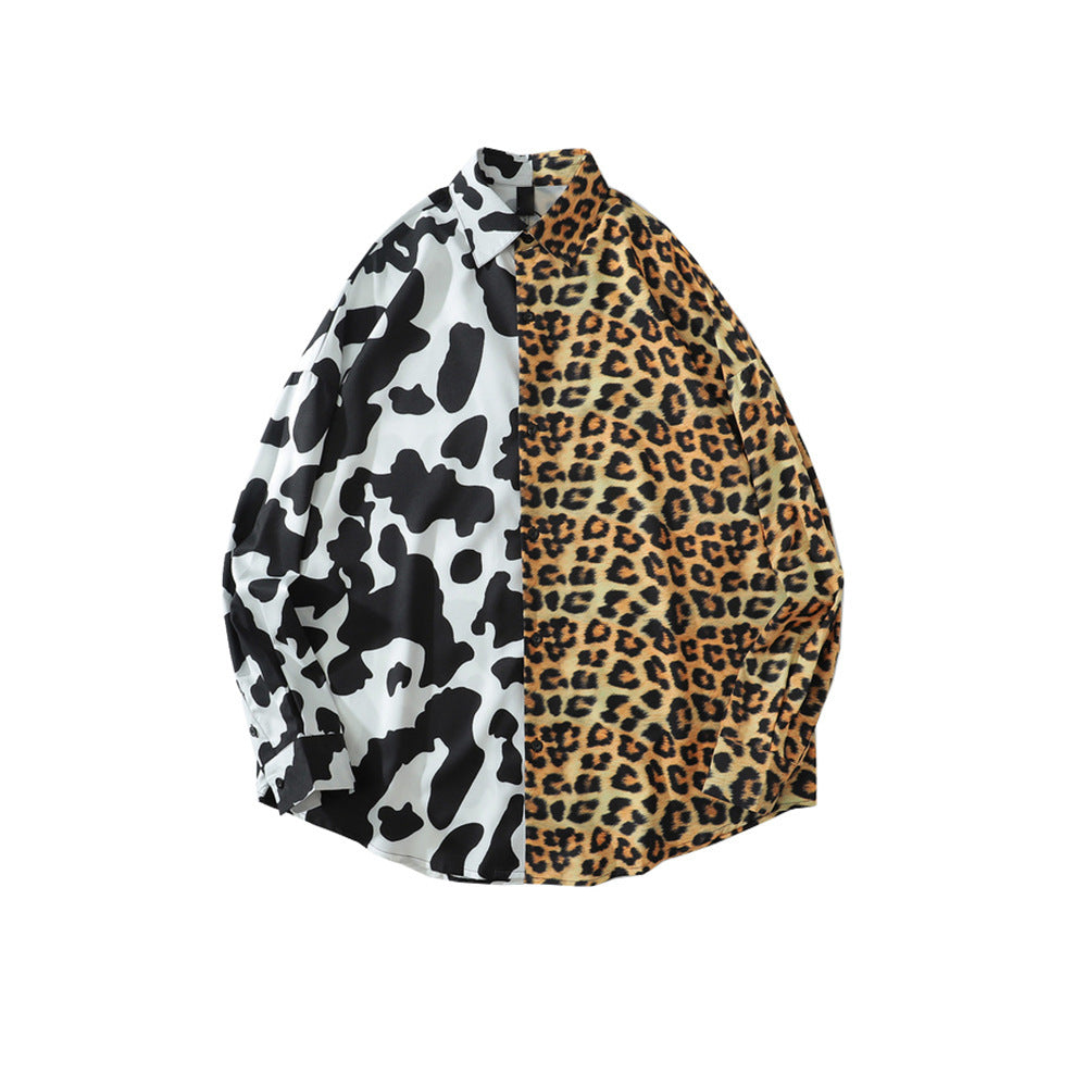Colorblock-Shirt mit Leopardenmuster
