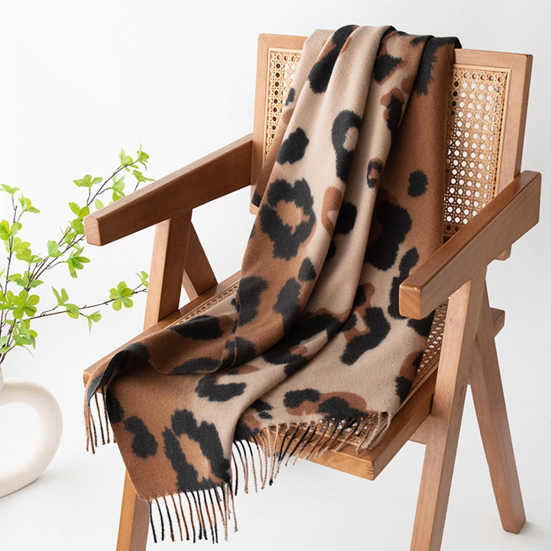 Leopard Print Frauen Schal Künstliche Kaschmir Elegant High Sense Shawl