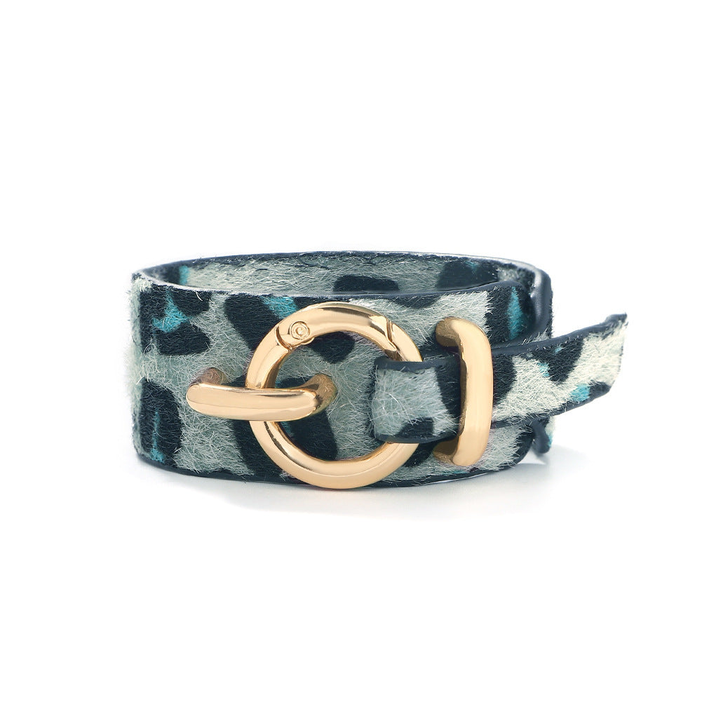 Lederarmband Schlangenhaut Leopardendruck Plüscharmband