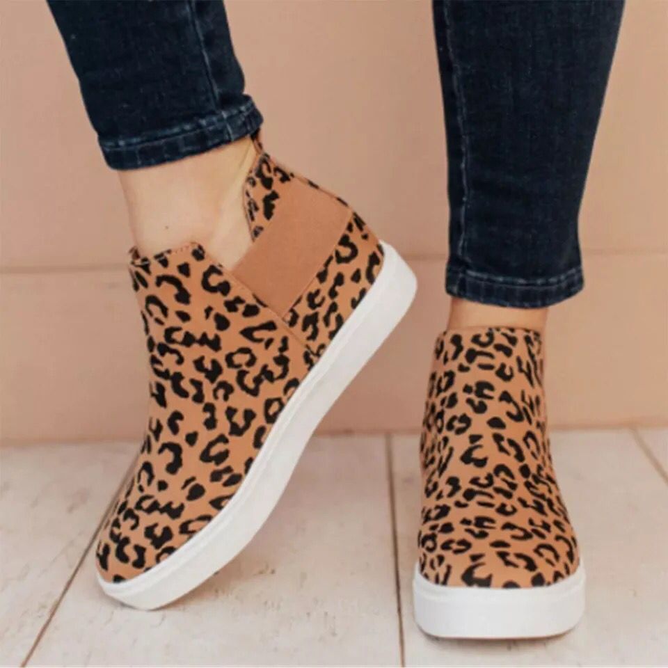 Dick-sohlige Frauen flach-sohlige Freizeitschuhe Leopard Print Lazy