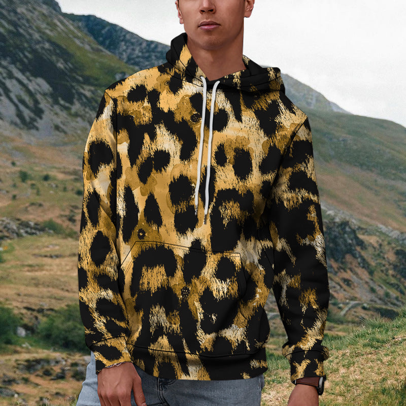 Herren Street Fashion Pullover mit Leopardenmuster
