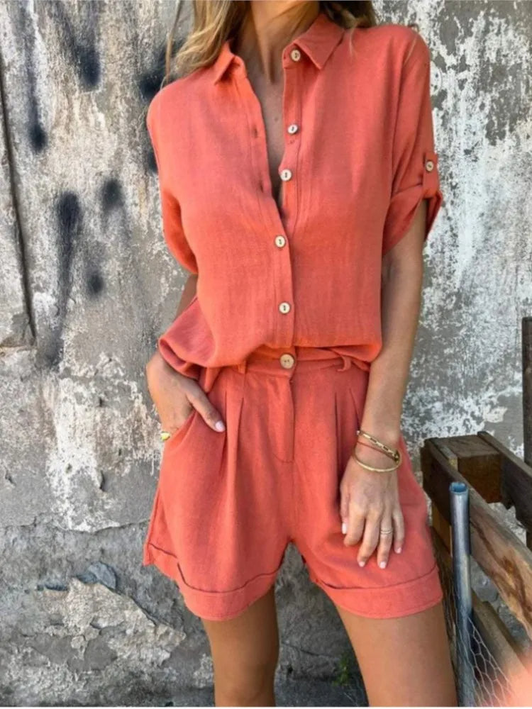 Kurzärmeliges Shirt Shorts Zweiteiliges Set