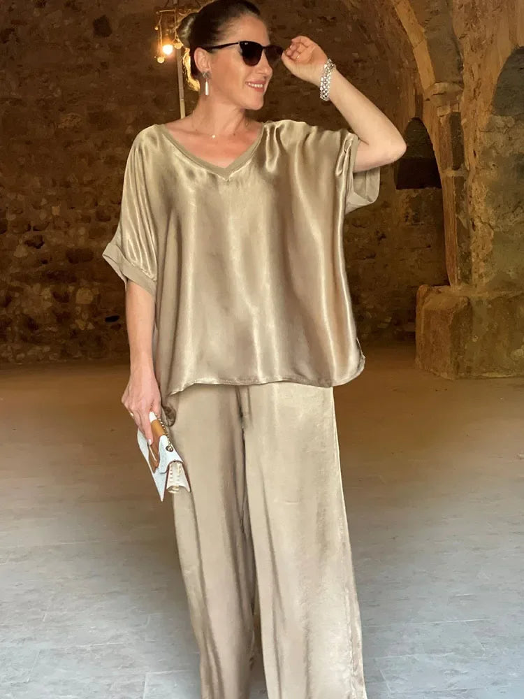 V-Ausschnitt Fashion 2-teiliger Hosenanzug