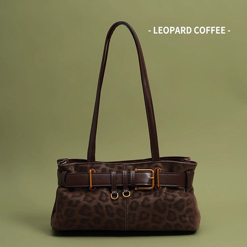 Temperament Autumn And Winter Retro Leopard Print Shoulder Bag