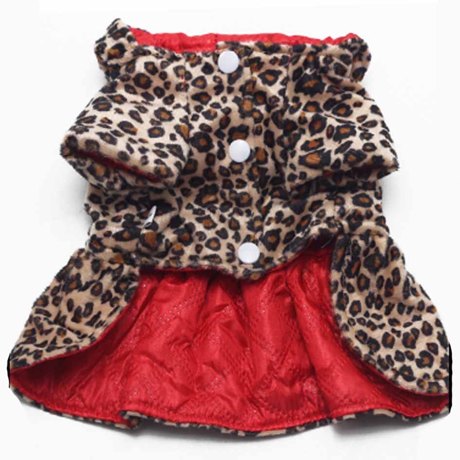 Leopard Print Baumwolle Hundekleid Reversible