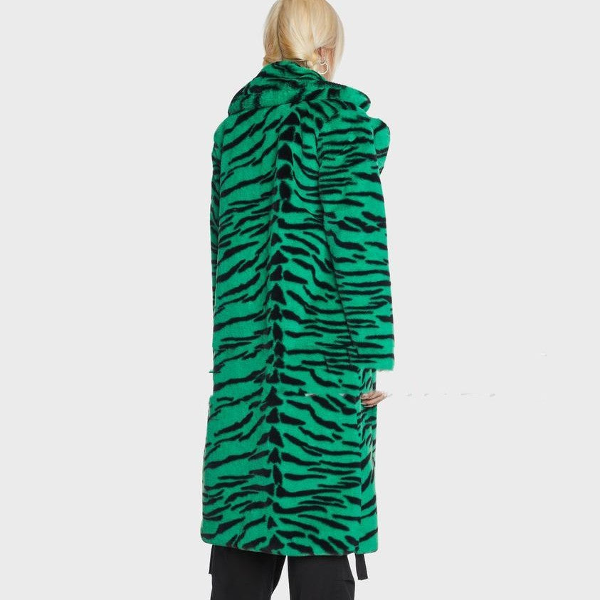 Faux Fur Coat Tiger Leopard Print
