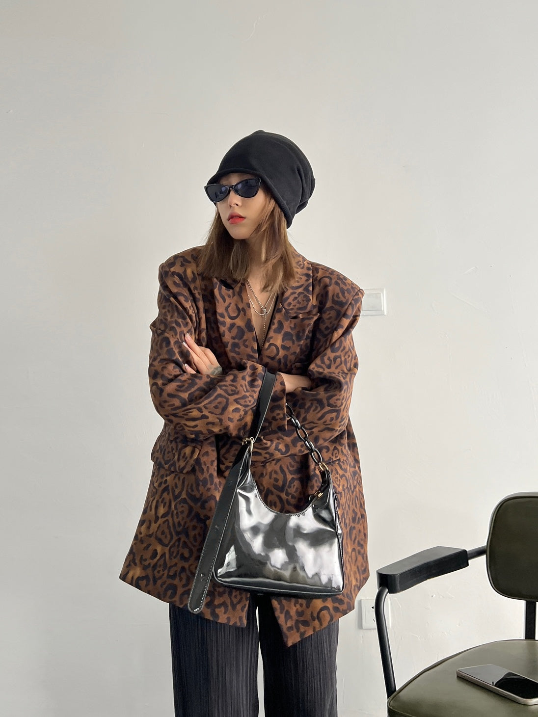 Women's Fashion Chill Out Leopard Print Blazer Jacket