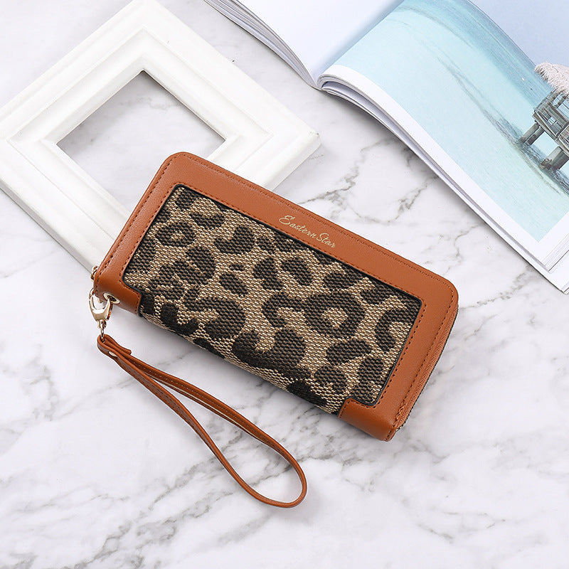 Brieftasche Weiblich Lange Leopard Print Mode Purse Klassisch Große Kapazität Reißverschluss Multifunktional Multi-Card-Slot Clutch Weiblich