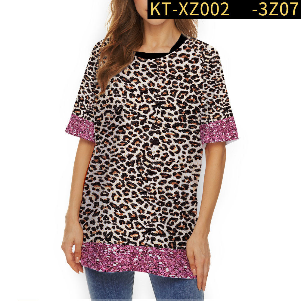 Personality Creative Sunflower Shoulder Shirt Leopard Fashion