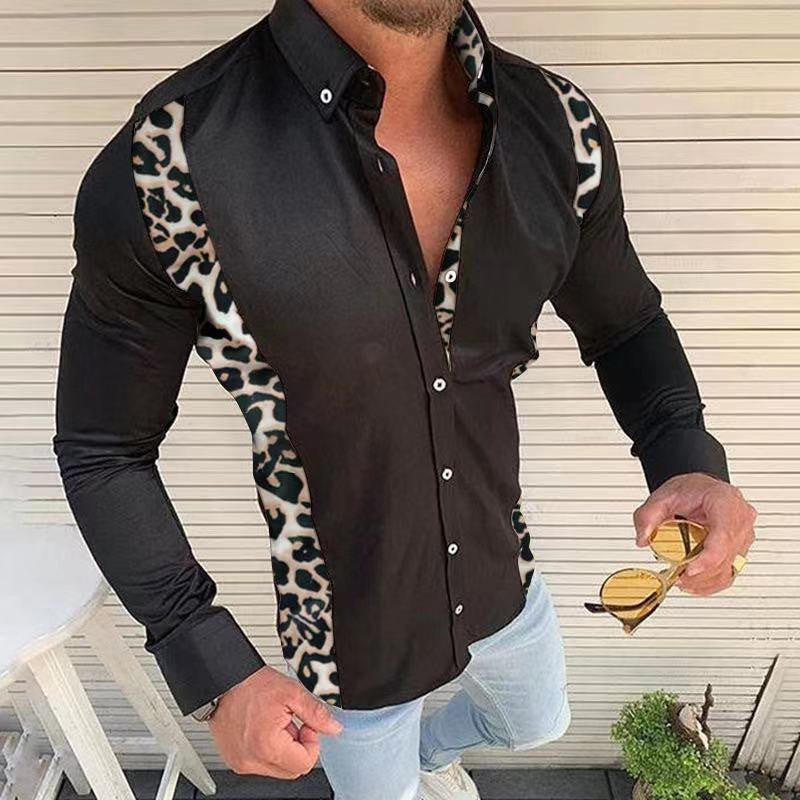 Lässiges Slim Fashion Langarmhemd mit Leopardenmuster