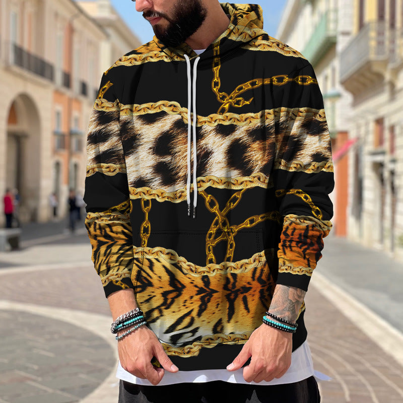 Herren Street Fashion Pullover mit Leopardenmuster