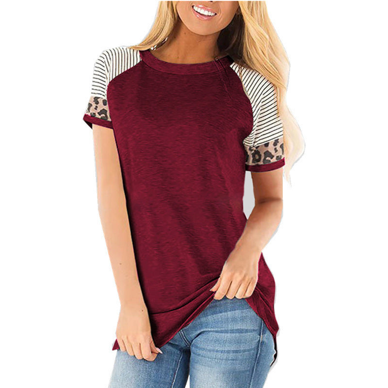Leopard Lässiges T-Shirt Lose O-Ausschnitt T Shirt